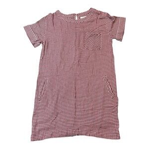Madewell Womens Dress Size S‎ Red White Gingham Short Sleeve Pockets Casual